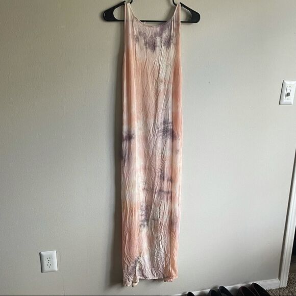 Revolve LACAUSA DAD'S SHIRT TIE-DYE SLEEVELESS BOHO MAXI DRESS - Picture 5 of 11